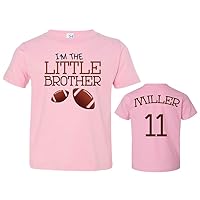 Baffle Custom Football Toddler Shirt, I'm The Little Brother, (Custom Name & Number), Lil Bro Tee, Boy Personalized, T-Shirt