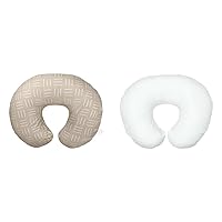 Boppy Nursing Pillow Organic Original Support, Sand Criss Cross & Original Nursing Pillow Liner, Bright White, Machine Washable and Wipeable, Extends Time Between Washes, Liner Only