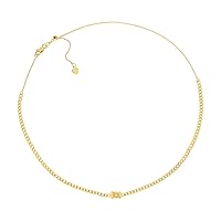 14k Yellow Gold 1 Diamond 0.032 Dwt Adjustable Choker Necklace 17 Inch Jewelry Gifts for Women