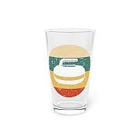Beer Glass Pint 16oz Vintage Curling Stone Rock Sports Graphic Professional Amateur Players 16oz