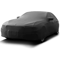 Indoor Car Cover Velvet Stretch Dust-Proof Protection Full Car Cover for Underground Garage, Car Show, Black 5.2-5.6m(fit Sedan up to 220’’
