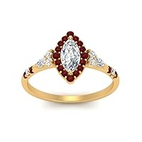 Choose Your Color 14k Yellow Gold Plated Marquise Shape Petite Engagement Rings Surprise for Wife Symbol of Love Clarity Comfortable Halo Edwardian Engagement Ring : US Size 4 to 12
