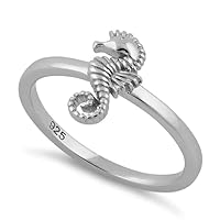925 Sterling Silver Seahorse Women Stacking Ring