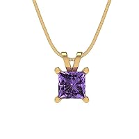 Clara Pucci 2.50 ct Princess Cut Simulated Diamond Alexandrite Solitaire Pendant Necklace With 16