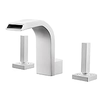 Bathroom Faucet Waterfall Bathroom Sink Faucet 3 Holes Basin Mixer Tap Brass Lavatory Faucet 2 Handle Bathroom ​Vessel Sink Faucet Hot and Cold Water Vanity Faucet,White Econo