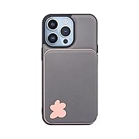 Wallet Type Mirror Multifunction Phone Case for iPhone 13 12 11 pro max XR Xs 8 7 6 Plus Solid Color Leather Case,Grey,for iPhone 13 pro max