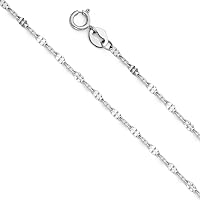 14ct White Gold 1.7mm Twist Sparkle Cut Mirror Chain Necklace Jewelry for Women - Length Options: 41 46 51 56