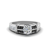 Choose Your Gemstone Channel Set Wide Diamond CZ Ring sterling silver Round Shape Side Stone Engagement Rings Everyday Jewelry Wedding Jewelry Handmade Gifts for Wife US Size 4 to 12
