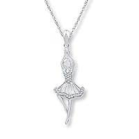 0.10 CT Round Created Diamond Ballet Dancing Girl Pendant Necklace 14K White Gold Finish
