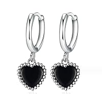 2.00Ct Heart Cut Simulated Black Diamond Drop & Dangle Earring 14K White Gold Plated 925 Silver