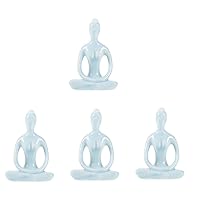 BESTOYARD 4pcs Yoga Ornaments Yoga Pose Sculpture Girl Yoga Statue Meditation Room Decoration Meditating Collectible Decor Small Yoga Figurine Porcelain Pottery Figurine Office Zen