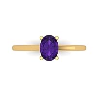 Clara Pucci 1.0 carat Oval Cut Solitaire Natural Purple Amethyst Proposal Wedding Bridal Anniversary Ring 18K Yellow Gold
