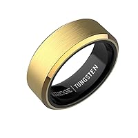 The Ridge Tungsten Rings For Men - Mens Wedding Band - Strong, Durable, and Scratch-Resistant Beveled Ring With Silicone Band