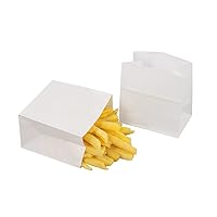 Bag Tek 3.9 x 2.3 x 3.8 Inch Paper Bags For Snacks 100 Small Paper Bags For Foods - Disposable Sustainable White Paper Snack Bags Microwavable Freezable