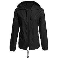 RMXEi Women's Lightweight Outdoor Hooded Zip Cardigan Hiking Raincoat Jacket Tops Outerwear