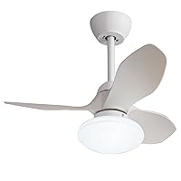 80 cm Ceiling Fan with Lighting and Remote Control, Reversible, 6 Speeds, Modern Quiet Ceiling Fan with Lamp, LED, Dimmable Ceiling Fan Light for Living Room, Bedroom, White