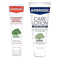 AMERIGEL Dry Skin and Wound Care Bundle (1 oz. Hydrogel Wound Dressing, 6 oz. Care Lotion) - Moisturizing Healing for Irritated Skin