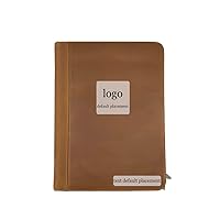 Customised Genuine Leather Portfolio for Men, Leather Zipper Padfolio for Women, Engraving Leather Binder 3 Ring, Fits for 13 Inch Laptop Legal Pad A4 Paper iPad Pro, Birthday Gifts (Tan)