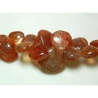 1 Strand Natural Sunstone Briolette Beads, Heart Beads, Approx 8mm to 17mm Beads 8 Inch
