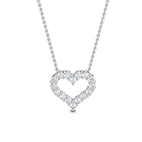 1-8 Carat (ctw) White Gold Round Cut LAB GROWN Diamond Heart Pendant [Color H-I Clarity VS1-VS2]