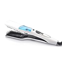 Professional Steam Hair Straightener Brush Comb,Fast Electric Straight Hair Ceramic Hair Iron, Hair Straightening Brush Steam Comb for Long & Short Hair, White