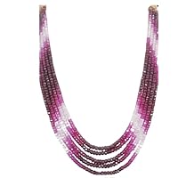 Manglam Gems Natural Ruby Faceted Rondelle Shaded Beads July Birthstone Necklace For Women And Girls For Anniversary, Wedding And Thanks Giving Gift