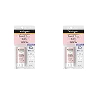 Neutrogena Pure & Free Baby Mineral Sunscreen Stick with Broad Spectrum SPF 50 & Zinc Oxide, Water-Resistant, Hypoallergenic, Paraben-, Dye- & PABA-Free Baby Face & Body Sunscreen, 0.47 oz (Pack of 2)