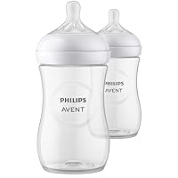 Philips AVENT Natural Baby Bottle with Natural Response Nipple, Clear, 9oz, 2pk, SCY903/02
