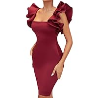 Exclusive Luxury Women Evening Gown Dress Red Fly Sleeve Bodycon Elegant Party Dress