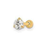 14k Gold Round CZ Cubic Zirconia Simulated Diamond Labret Stud Measures 13.09x4.24mm Wide Jewelry Gifts for Women
