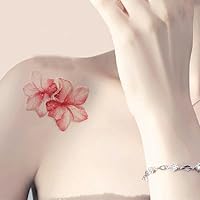 2 Pieces Of Hibiscus Flower Tattoo Stickers Temporary Tattoos Fake Tattoo For Clavicle, Long-Lasting, Waterproof, Small Patterns On Shoulders, Fresh And Cute Stickers