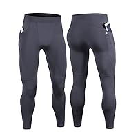 BaronHong Mens Compression Pants Gym Tights Leggings with Pockets Quick Dry Athletic Baselayer Sports Yoga Training