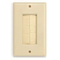 RiteAV - Single Gang Wall Plate with Brush Bristles - Ivory [Now Fits Larger Cables]