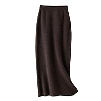 100% Wool Skirt for Women Autumn Winter Mid-Length High-Waisted Thin Cashmere Skirt Knitted All-Match Hip Skirt