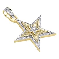 DTJEWELS 0.40 CT Round Cut Diamond Tiered Star Charm Pendant 14K Two-tone Gold Over Sterling Silver