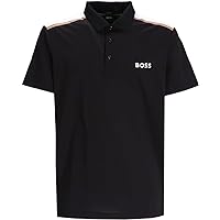 BOSS Men's Paddytech Black Stretch Poly Short Sleeve Polo T-Shirt