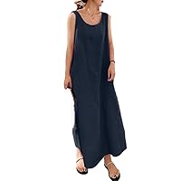 Solid Color Casual Summer Long Dresses Elegant ' Plus Size Sleeveless -