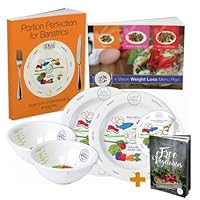 Portion Perfection Small Bowls for Measuring & 8 Inch Plates Set, Bariatrics Book for Weight Loss & 4 Week Plan & Low Starch Vegetables Cookbook for Healthy Diets, Bariatric must-haves