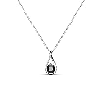 Black Diamond (3.50 mm) 0.34 ct Women Teardrop Solitaire Pendant Necklace in 14K Gold with 16