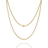 925 Sterling Silver Rope Chain 2/2.5/3/4/5mm Necklace for Men Silver/Gold Link Chain for Women 16-30 Inches