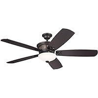 Kichler 56 Inch Crescent 5 Blade LED Indoor Ceiling Fan with Etched Cased Opal Glass in Olde Bronze with Reversible Walnut and Cherry Blades