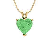 Clara Pucci 2.0 ct Heart Cut Stunning Turquoise Green Nano Solitaire Pendant With 16