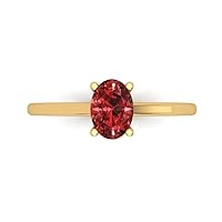 Clara Pucci 1.0 ct Oval Cut Solitaire Natural VVS1 Red Garnet Engagement Wedding Bridal Promise Anniversary Ring 18K Yellow Gold