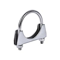 U-Bolt Exhaust Muffler Clamp, Stainless Steel Heavy Duty, Saddle Design with Reinforced Ribs, Universal Silencer Exhaust Clip (2.12 inch)
