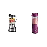 Hamilton Beach Power Elite Wave Action blender-for Shakes & Smoothies & Portable Blender for Shakes and Smoothies with 14 Oz BPA Free Travel Cup and Lid