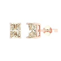 Clara Pucci 1.1 ct Cut Solitaire VVS1 Natural Brown Morganite Pair of Stud Earrings 18K Pink Rose Gold Butterfly Push Back