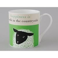 Happiness is a walk in the countryside Large Bone China Mug decorated in Stoke on Trent, England (green)