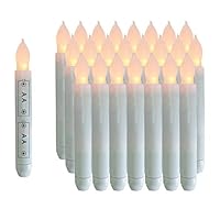 24PCS LED Flameless Taper Candles, 6.5” Tall Tapered Candlesticks Battery Operated, Warm White Flickering Flame LED Taper Candles for Wedding, Halloween, Thanksgiving -Batteries Not Included