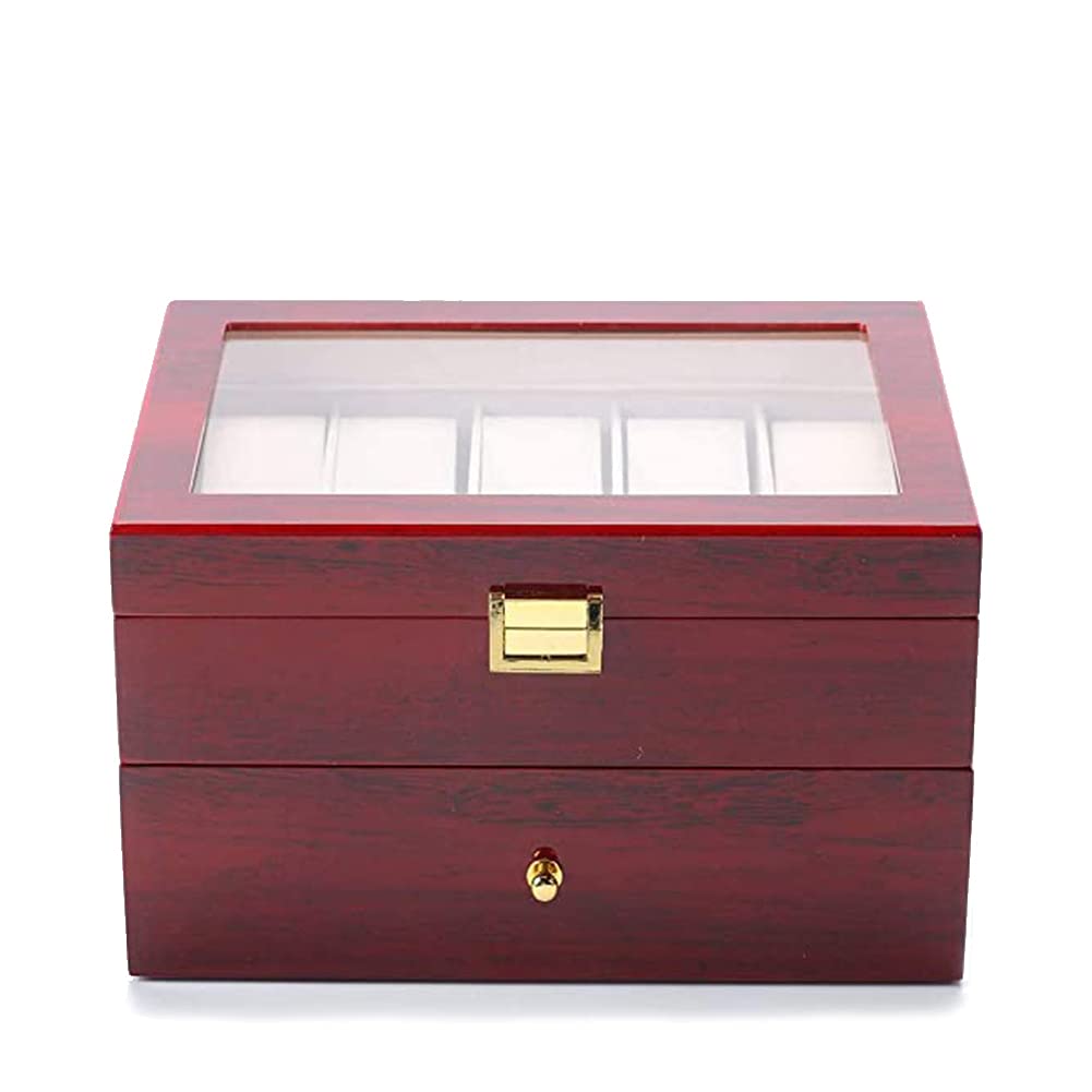 Fosinz 20 Slots Wooden Case Watch Display Box for Men Women Glass Top Collection Box Jewelry Storage Organizer Holder Storage Gifts (11.02