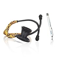MDF Instruments ProCardial Cardiology Stethoscope, Lightweight Titanium, Adult, Dual Head, Cheetah/Blackout Tube + MDF LUMiNiX Medical Professional Penlight